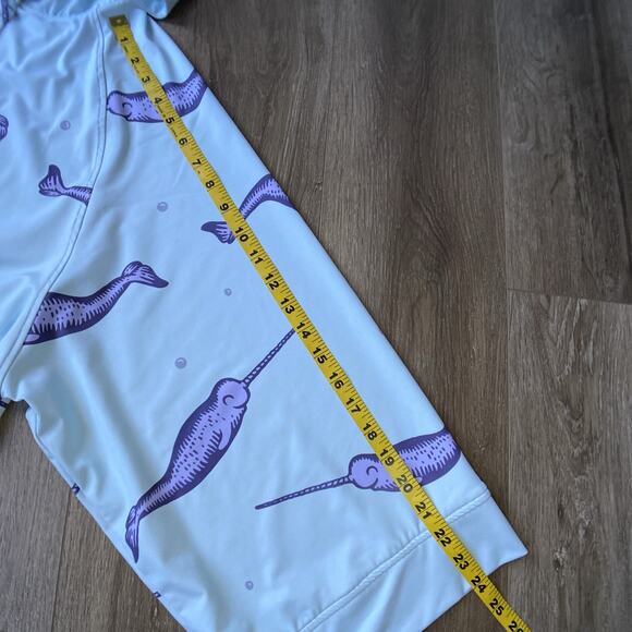 Plover Anywear Robe Unisex One Size Fits Most Blue Narwhal Print Pocket Nautical - Picture 14 of 16